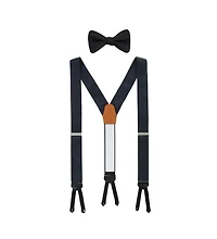 Trafalgar Men's Banbury Tone on Paisley Silk Suspenders and Bow Tie Set