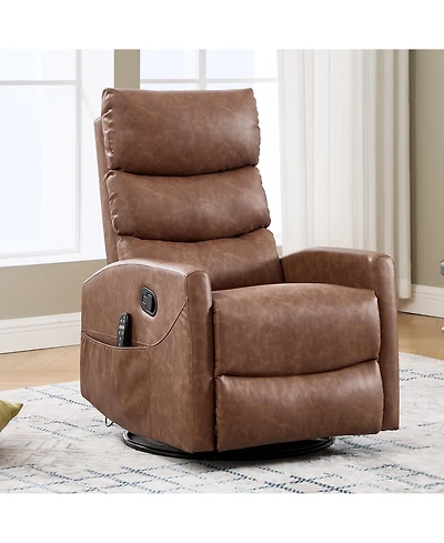 Clihome Fabric Rocker & Swivel Manual Recliner Chair with Heat Massage