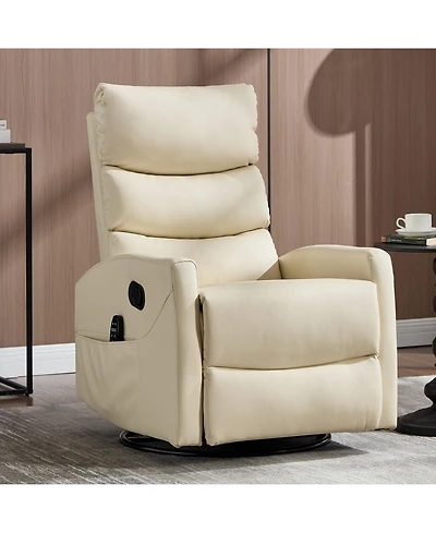 Clihome Fabric Rocker & Swivel Manual Recliner Chair with Heat Massage