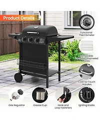 Ecooso 39 000 Btu Outdoor Burner Propane Gas Grill on Wheels