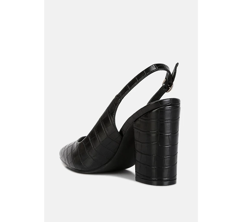 London Rag Women's Macha Croctexture Sling Back Heels