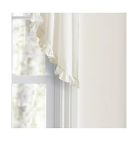 Ellis Curtain Home Classic Narrow Ruffle Natural Color Rod Pocket Swag Curtain Panel, 86" X 38