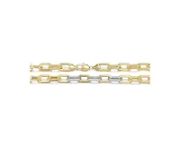 Rachel Glauber Modern Two-Tone Gold Plated Pave-set Cz Link Necklace
