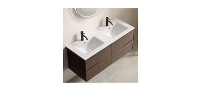 Busdays Double Bowl Ceramic Bathroom Sink