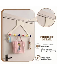 Yigii Vibrant No-Drill Over Door Hooks, 6 hook, No Drill, 10.6" Height, Silent, Secure, Damage-Free