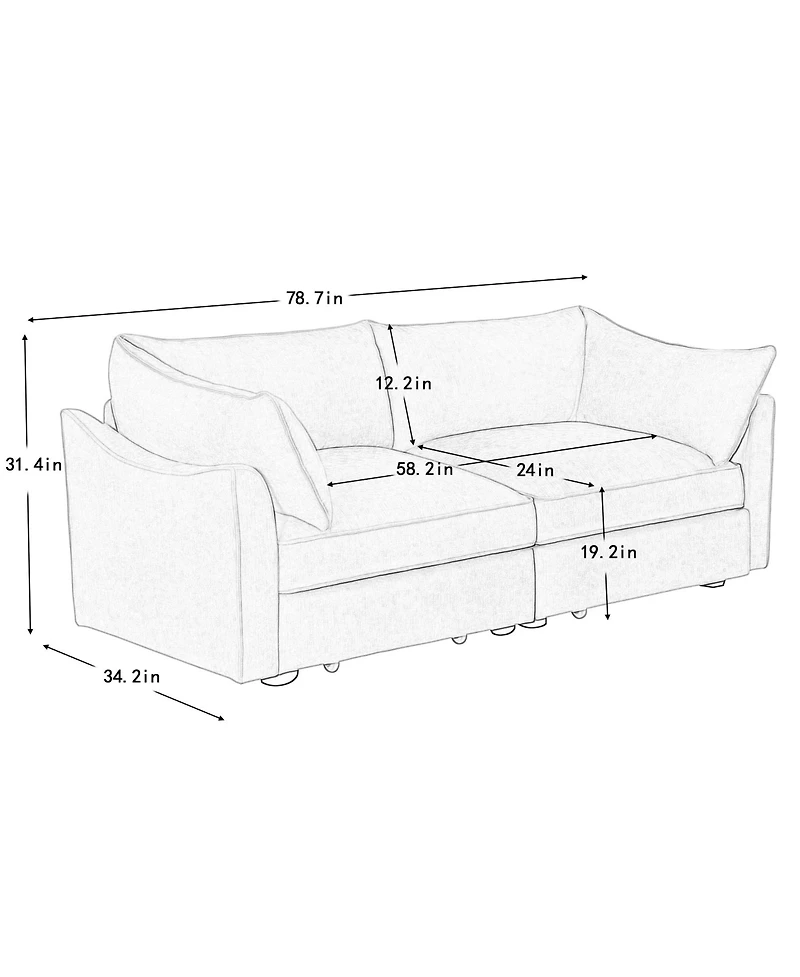 Boyel Living 2-Seater Sofa with Pull-Out Storage Drawers Under Each Seat Wraparound Back and Arm Cushions