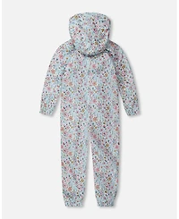 Deux par Toddler Girls Mid-Season One-Piece Outerwear Blue Mini Flower Print