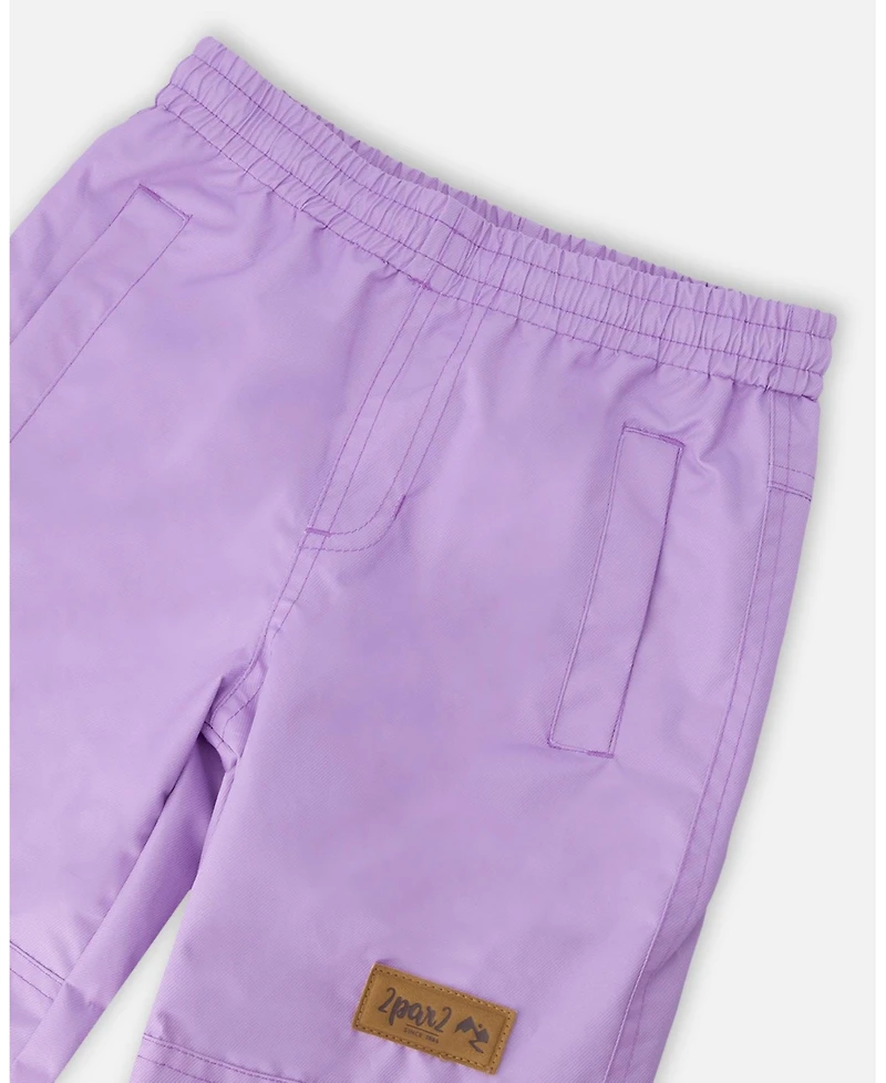 Deux par Girl 3-in-1 Two-Piece Mid-Season Outerwear with Solid Pants Set Purple Daisy Print - Toddler