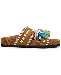 Steve Madden Women's Lester Tassel Footbed Slip-On Slide Sandals