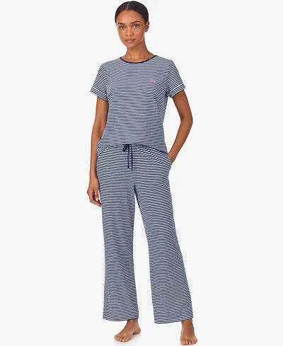 Lauren Ralph Short Sleeve Crew Neck Ankle Pant Pajama Set