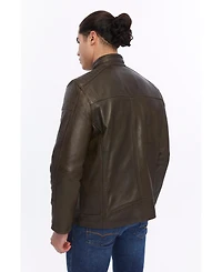 Furniq Uk Men's Motorcyle Style Leather Jacket