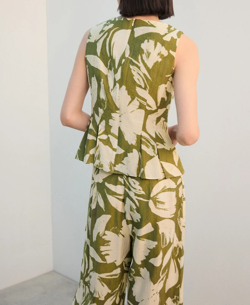 Mango Women's Pleated Panels Peplum Top