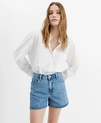 Mango Women's High-Waisted Straight-Fit Denim Shorts
