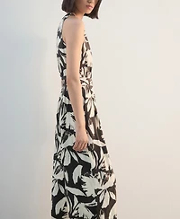 Mango Women's Printed Cropped Belt Jumpsuit