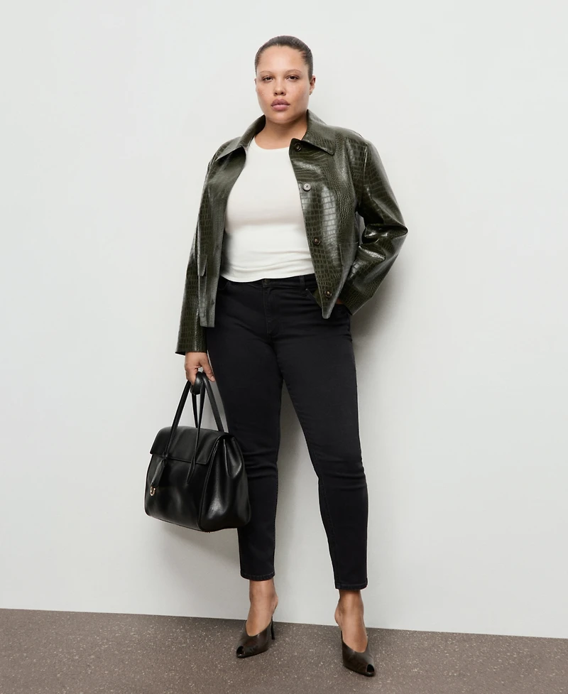 Mango Women's Crocodile-Effect Faux Leather Jacket