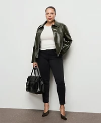 Mango Women's Crocodile-Effect Faux Leather Jacket