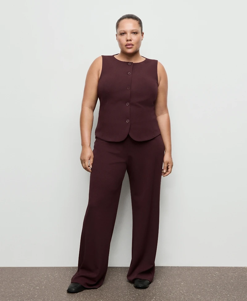 Mango Women's Straight Low-Rise Suit Pants