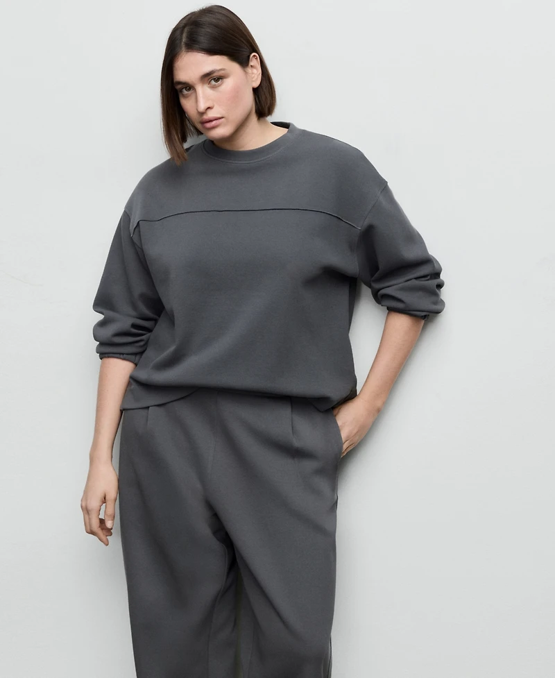Mango Women's Ruched Sleeve Sweatshirt