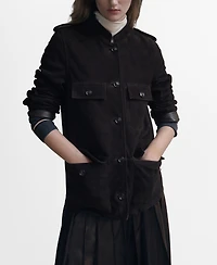 Mango Women's Band Collar Suede Jacket