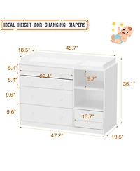 Changing Table Dresser, Baby Nursery Dresser with 5 Drawers and 2 Shelves, Baby Changing Table, Diaper Changing Station