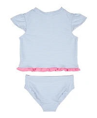 Florence Eiseman Toddler Girls Cap Sleeve Rash Guard Tankini With Flower