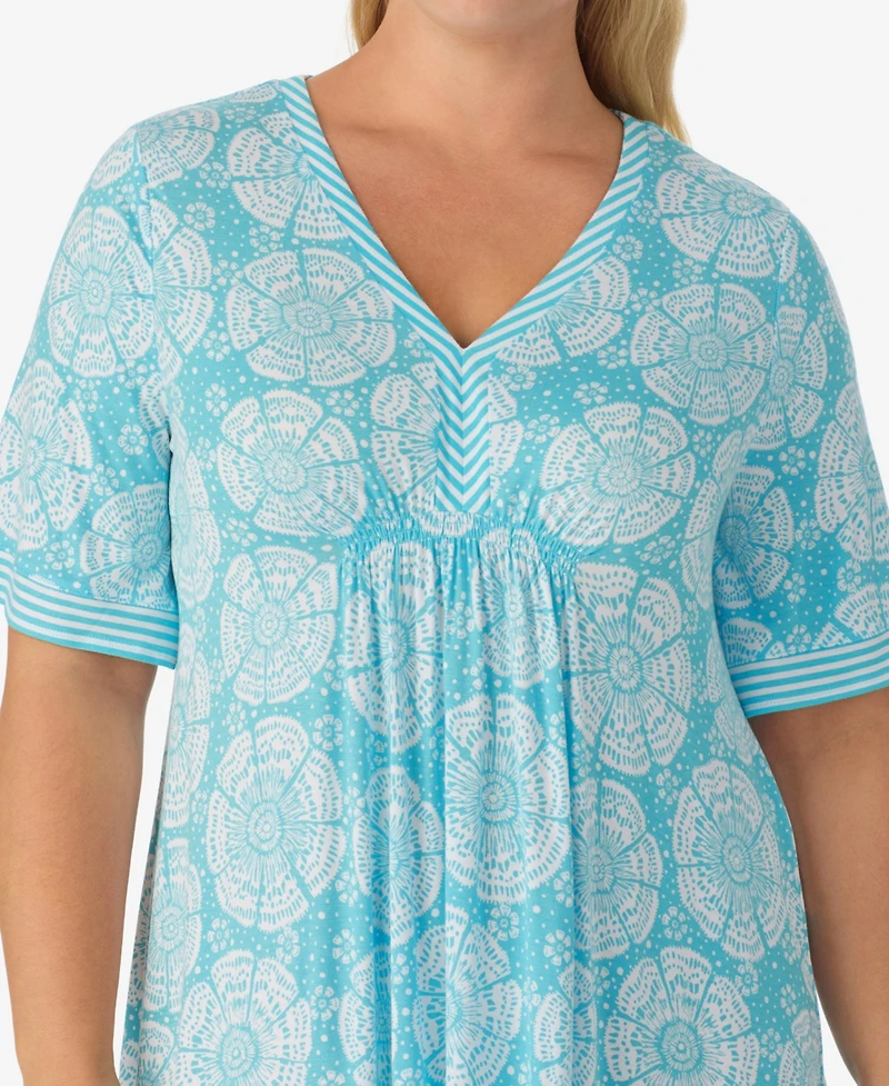 Ellen Tracy Plus Short-Sleeve Tunic Jersey Sleep Dress