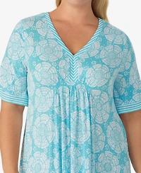 Ellen Tracy Plus Short-Sleeve Tunic Jersey Sleep Dress