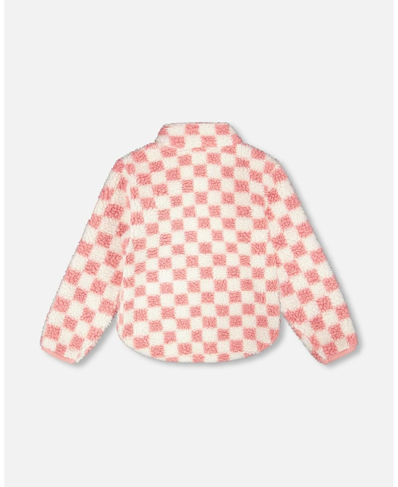 Deux par Girl Sherpa Jacket Pink Checkerboard - Toddler|Child