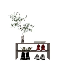 Fm Furniture Norris shoe rack in melamine with 2 shelves,Gray Walnut