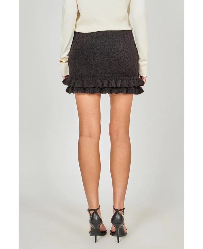 endless rose Women's Knit Ruffles Mini Skirt