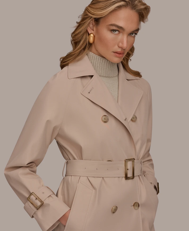 Donna Karan New York Women's Double Breasted Belted Notch Collar Trench Coat