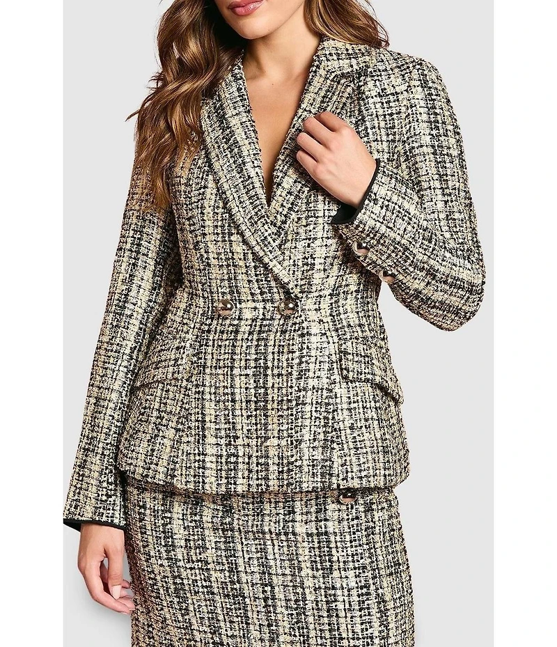Coast Women's Sequin Tweed Fitted Blazer