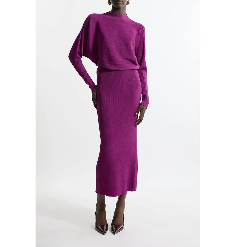 Karen Millen Women's Drape Knit Bat Wing Pencil Midi Dress