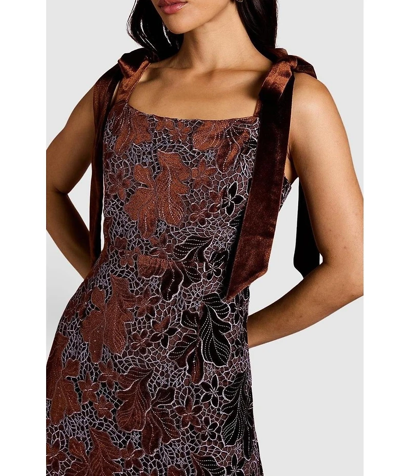 Coast Women's Velvet Lace Tie Shoulder Midi Dress