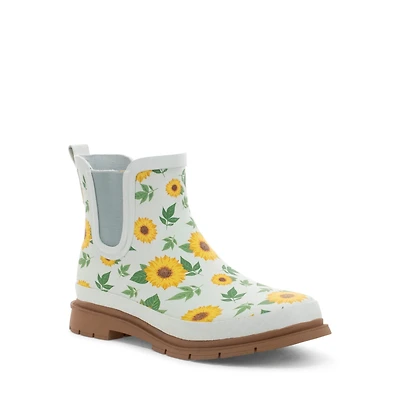 Western Chief Women's Sunflower Check Chelsea Rain Boot