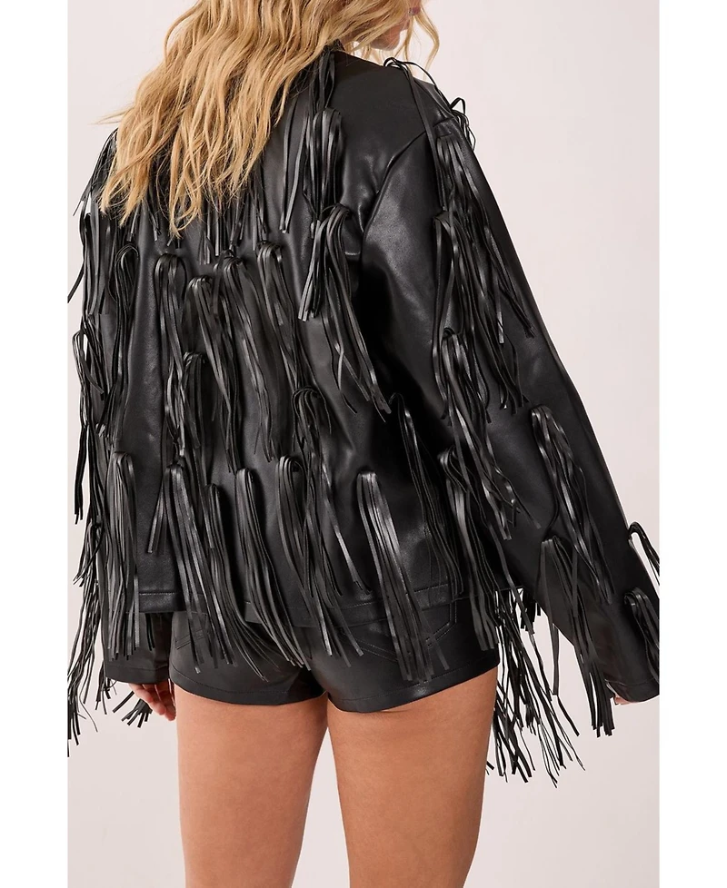 Nasty Gal Women's Faux Leather Tassel Jacket