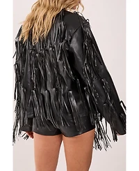 Nasty Gal Women's Faux Leather Tassel Jacket