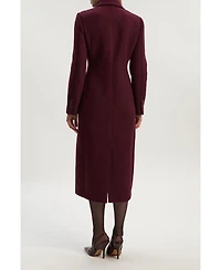 Karen Millen Women's Wool Double Breasted Tailored Midi Coat