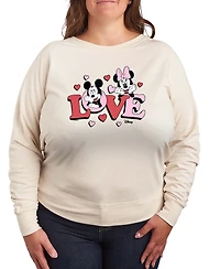 Hybrid Apparel Women's Cute Love Mickey Minnie French Terry Long sleeve T-shirt