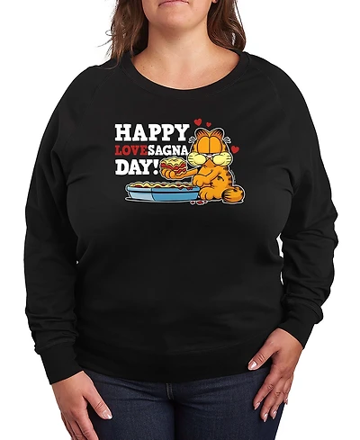 Hybrid Apparel Women's Garfield Happy Lovesagna Day French Terry Long sleeve T-shirt