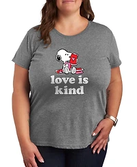 Hybrid Apparel Women's Peanuts Snoopy Valentine Love Is Kind Short Sleeve Graphic T-Shirt