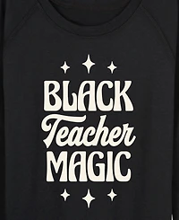 Hybrid Apparel Women's Instant Message Black Teacher Magic French Terry Long Sleeve T-shirt