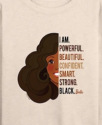Hybrid Apparel Women's Barbie Powerful Beautiful Black French Terry Long Sleeve T-shirt