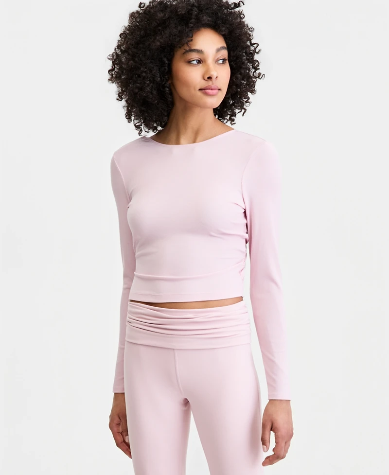 Id Ideology Women's Surplice Reversible Long-Sleeve Top, Macy's Exclusive