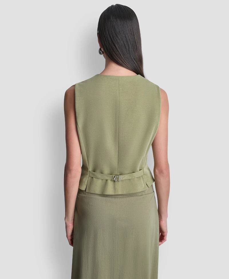 Dkny Women's Sleeveless V-Neck Arid Pique Vest