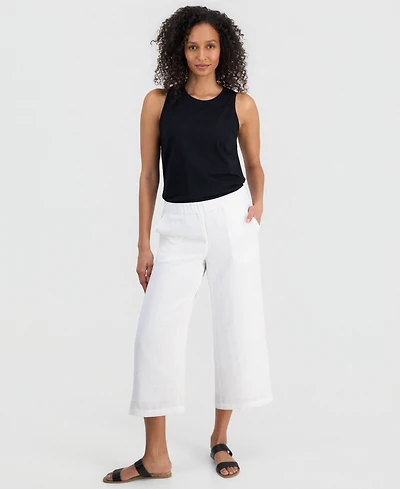 Jm Collection Women's Wide Leg Cropped Pull-On Textured Pants, Macy's Exclusive