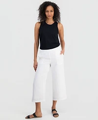 Jm Collection Women's Wide Leg Cropped Pull-On Textured Pants, Macy's Exclusive