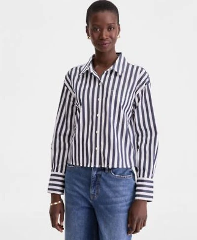 On 34th Womens Cropped Cotton Poplin Shirt Macys Exclusive