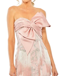 Mac Duggal Women's Bow Front Ombre Fringe Detailed Dress