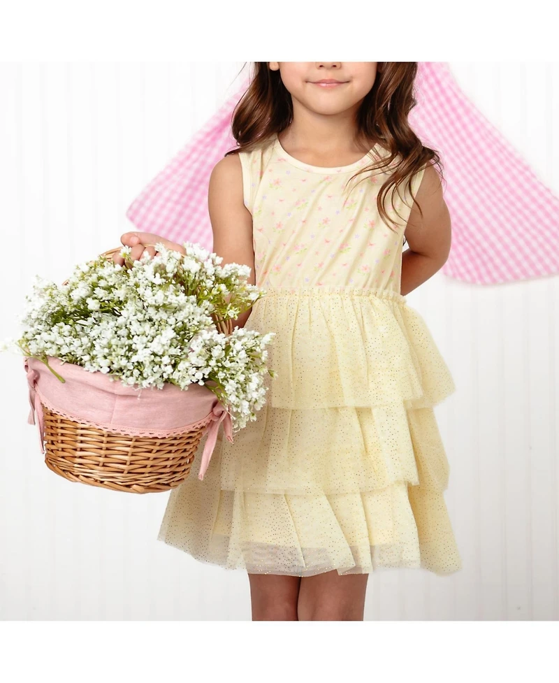 Sweet Wink Little Girls Lemon Floral Tank Tutu Dress